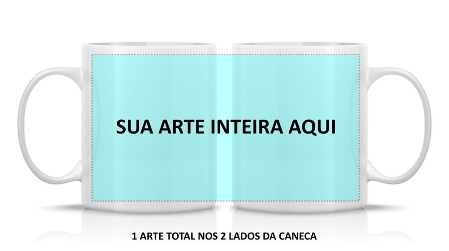 Caneca com uma arte única que contorna os 2 lados