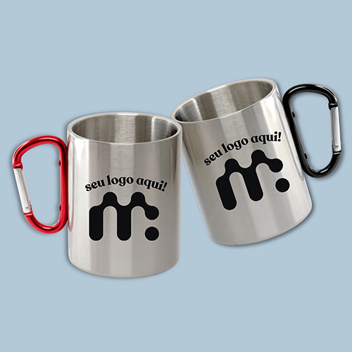 Caneca Inox Alça Mosquetão Personalizada